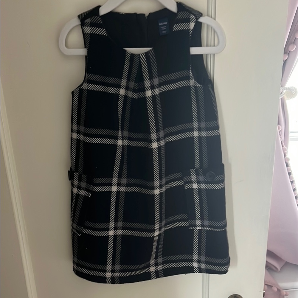 Baby Gap 3T Toddler Girl Black/White Wool Plaid Sleeveless Preppy Heavy Dress
